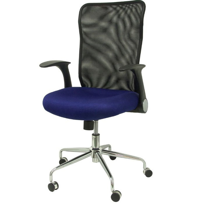 PIQUERAS Y CRESPO Silla Minaya con brazos abatibles, malla negra y asiento azul